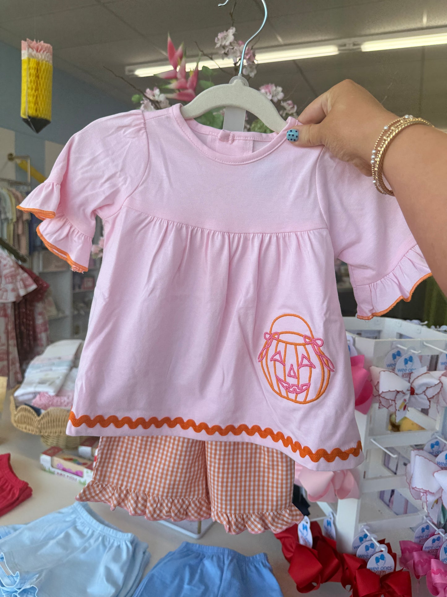 Girls Jack-O-Lantern Short Set