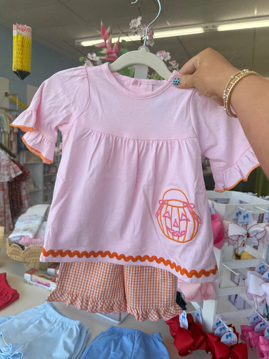 Girls Jack-O-Lantern Short Set