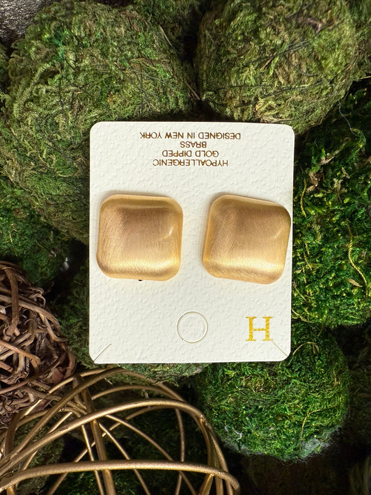 Gold Square Studs
