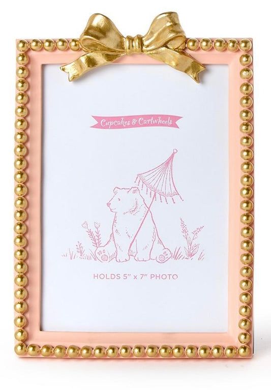 Large Pink Gold Bow Frame(5”x7”)