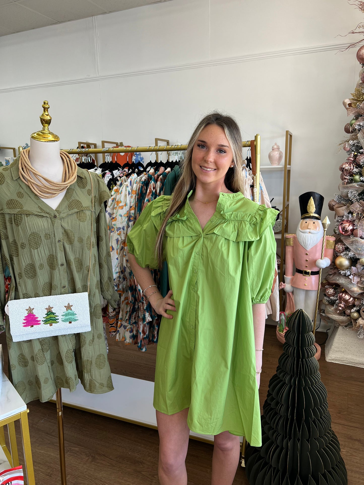 Frilly in Green Dress