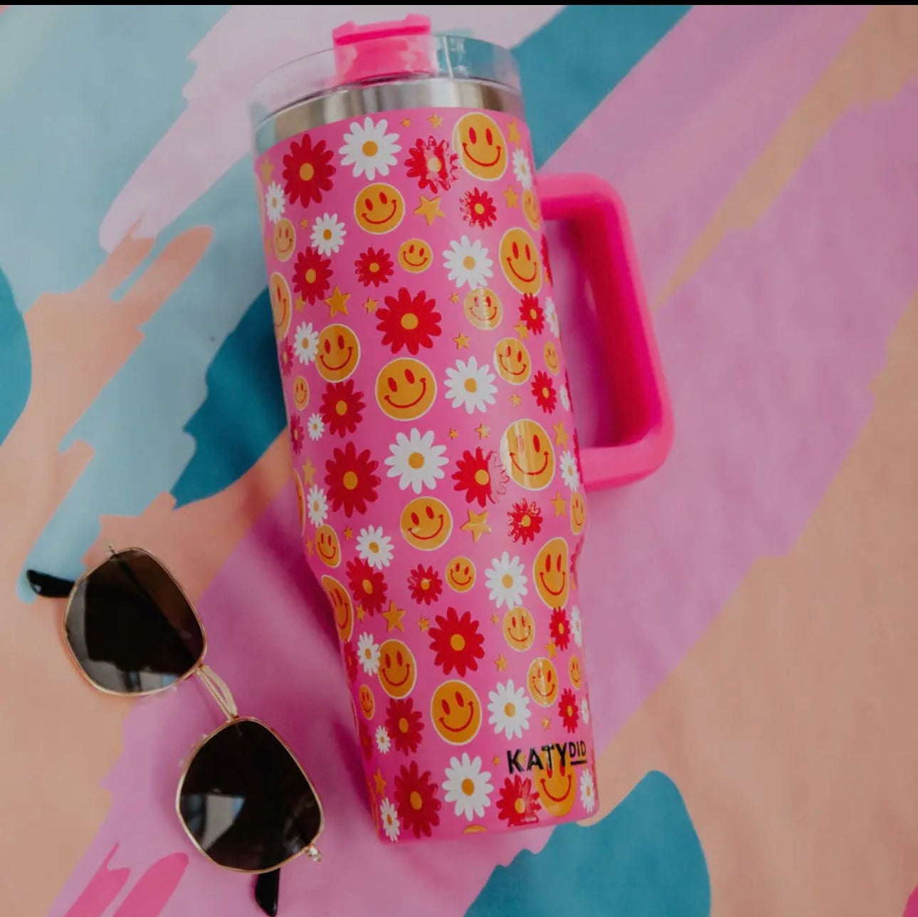 Flower Happy Face Tumbler