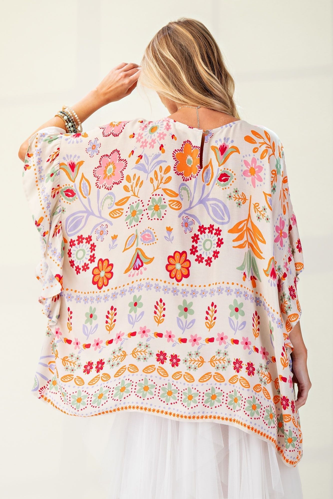 Oversized Floral Linen Blouse