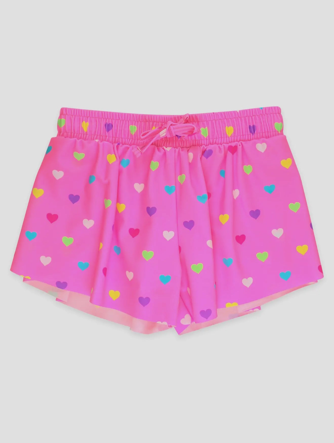 Neon Pink Colorful Hearts Active Butterfly Shorts