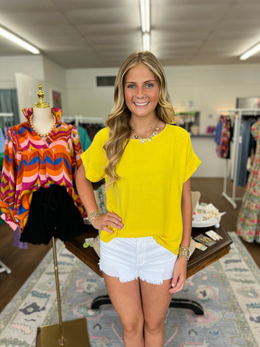 The Classic Top Round Neck-Yellow