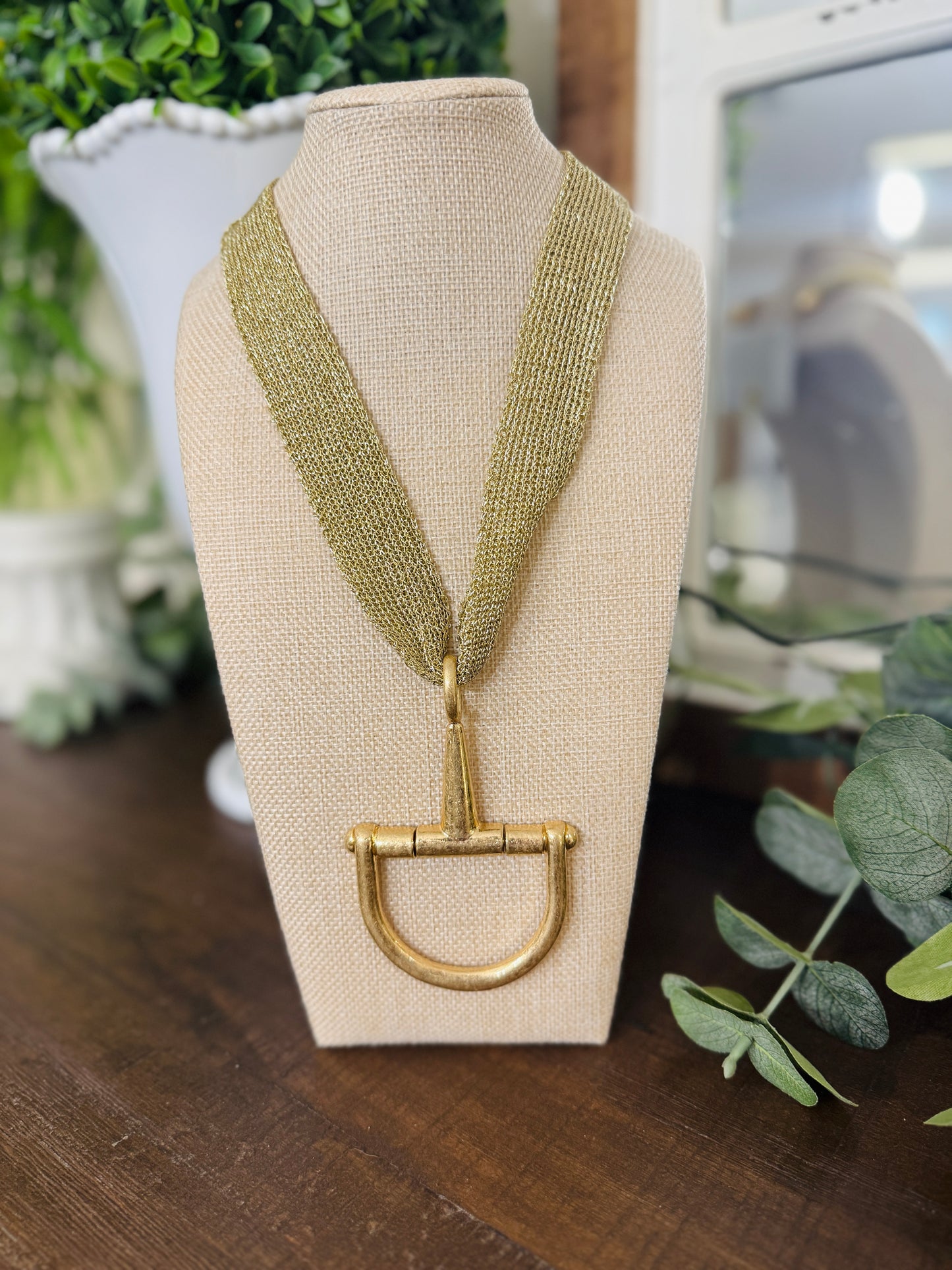 Golden Horse-bit Scarf Necklace