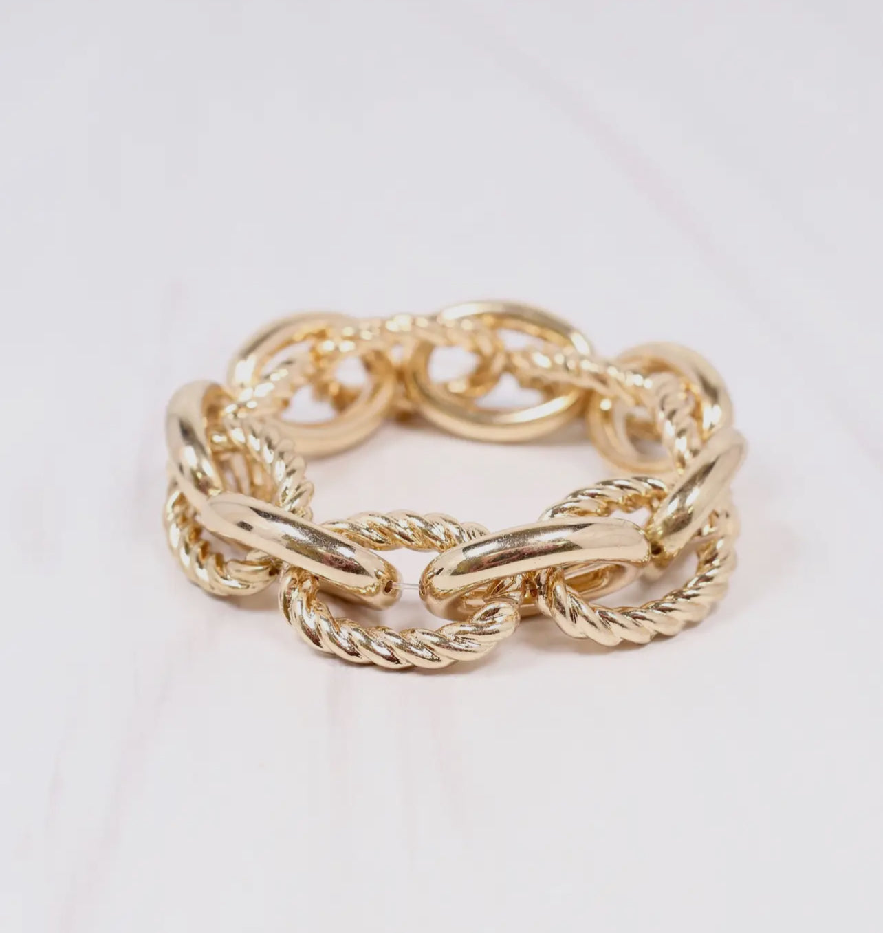 Cates Link Stretch Bracelet- Gold