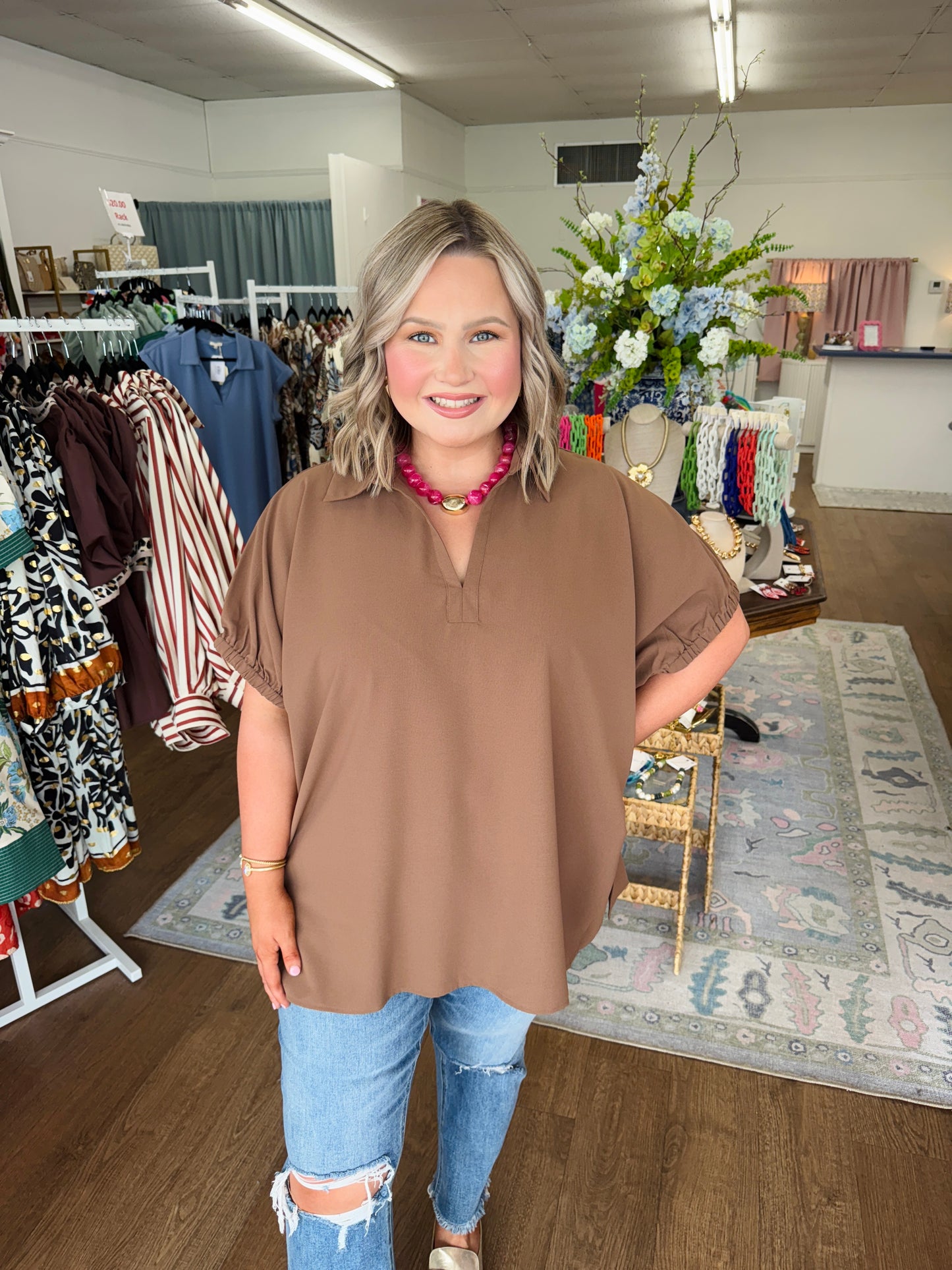 Solid Mocha Top - Curvy