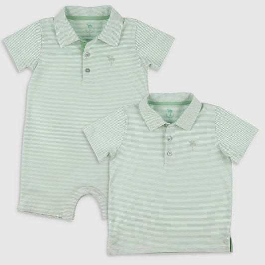 Mist Stripe Romper/Polo