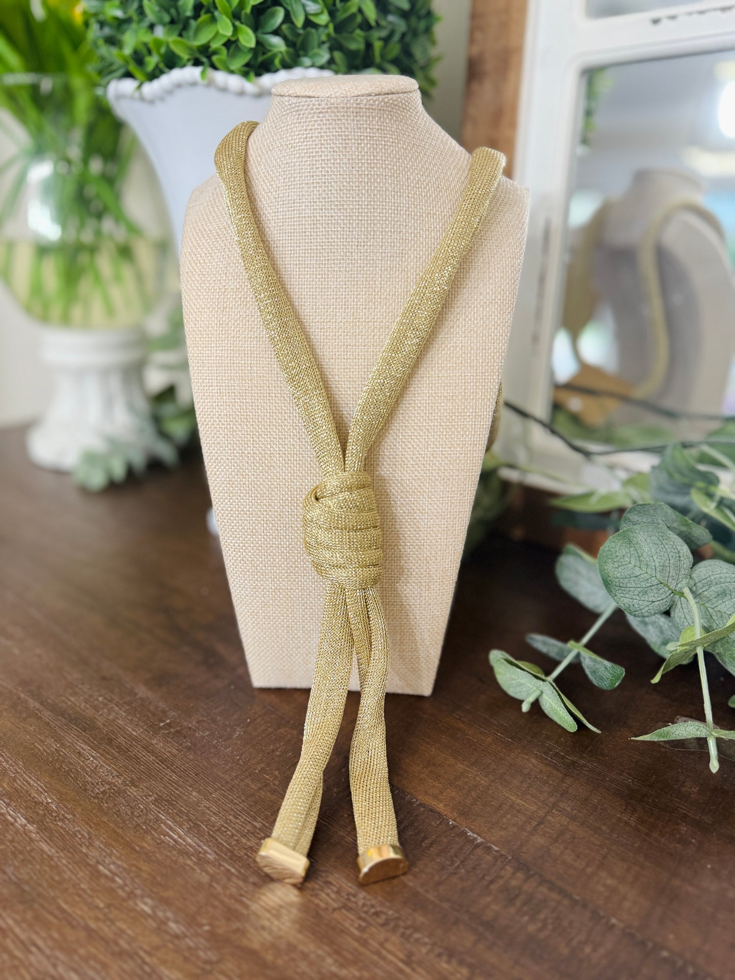 Golden Knot Long Necklace