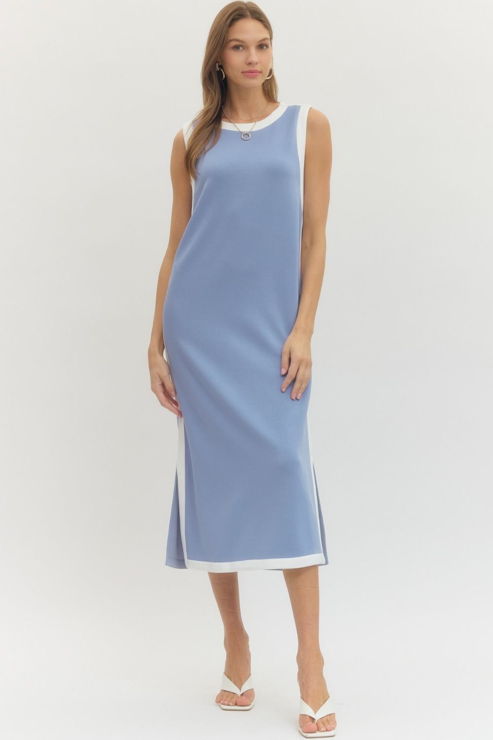 The Margo Midi Dress CURVY- Blue