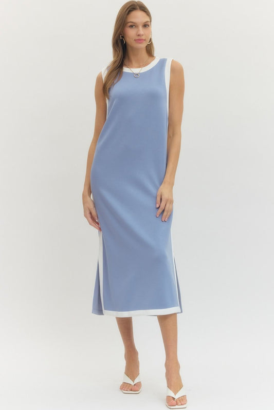 The Margo Midi Dress CURVY- Blue