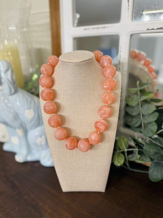 Bead Pops Necklace-Orange Nude