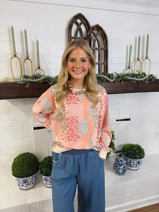 Floral Patchwork Pullover