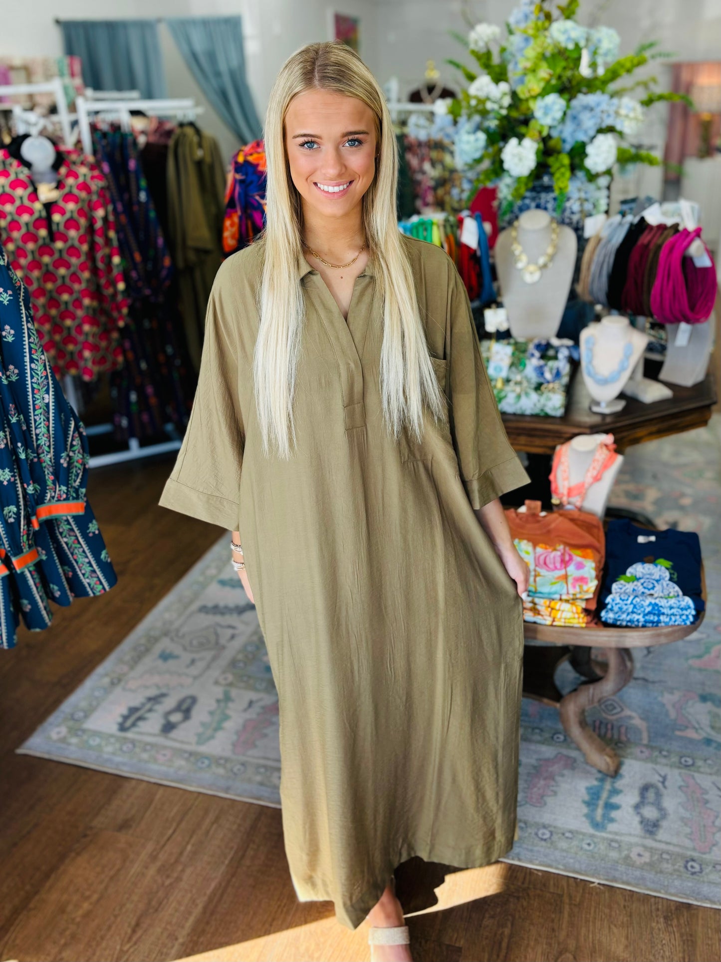 Simply Elegance Dress In Olive