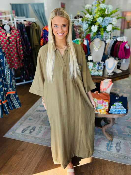 Simply Elegance Dress In Olive