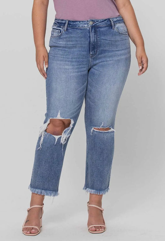 Curvy High Rise Crop Slim Straight Jean