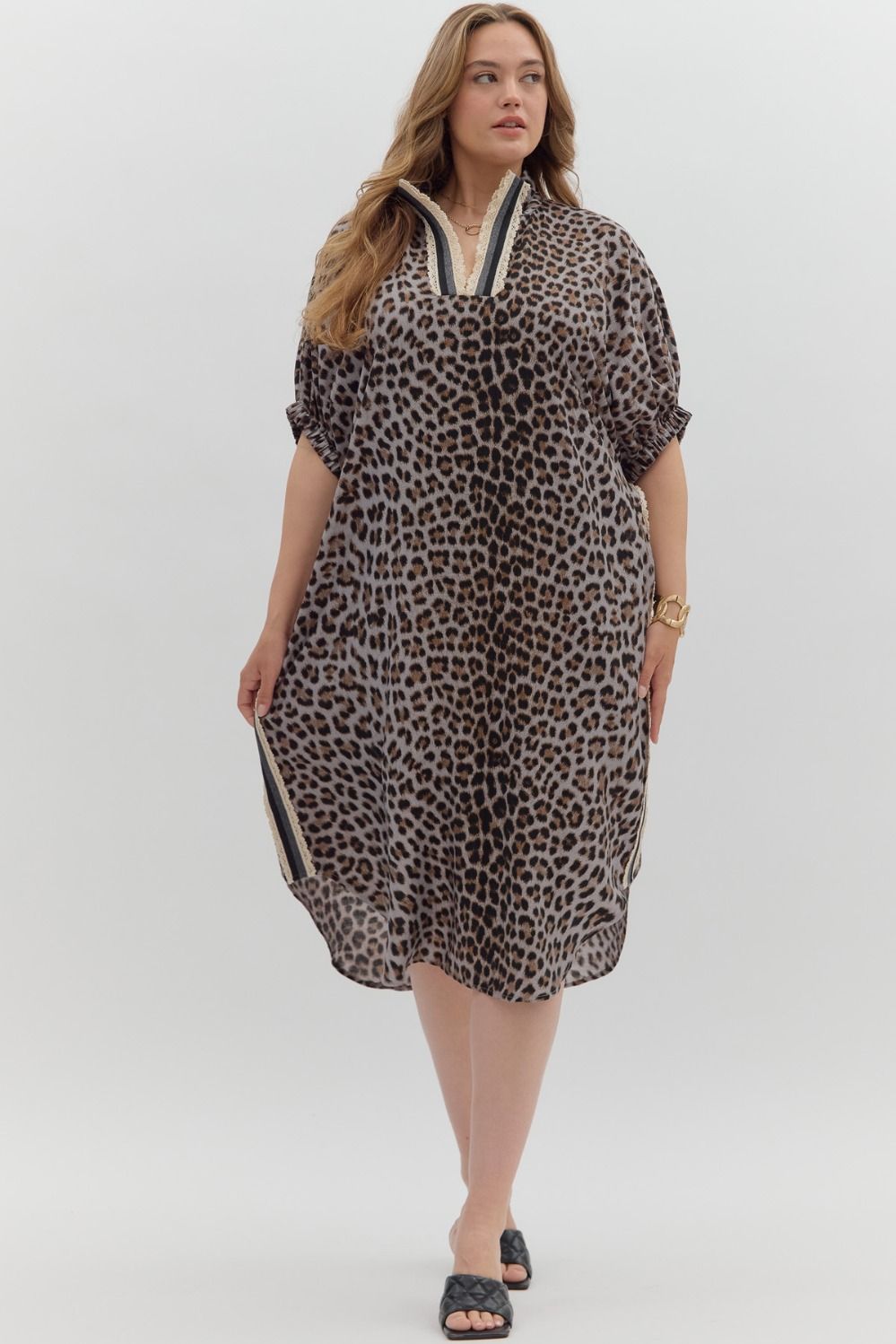 Grey Spotted Leopard Midi-Curvy