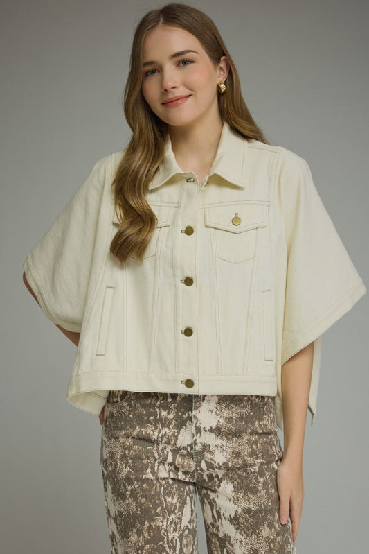 The Ecru Denim Short Sleeve Oversized Jacket