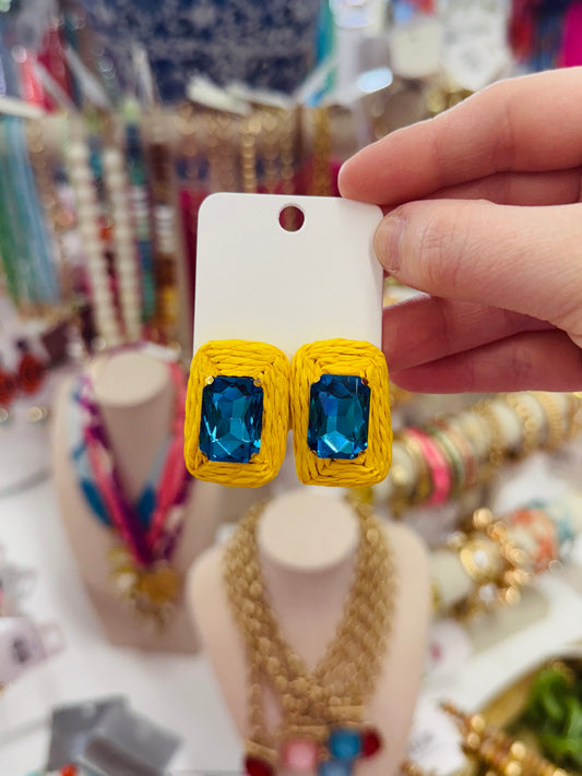The Amaya Earrings-Yellow/Blue