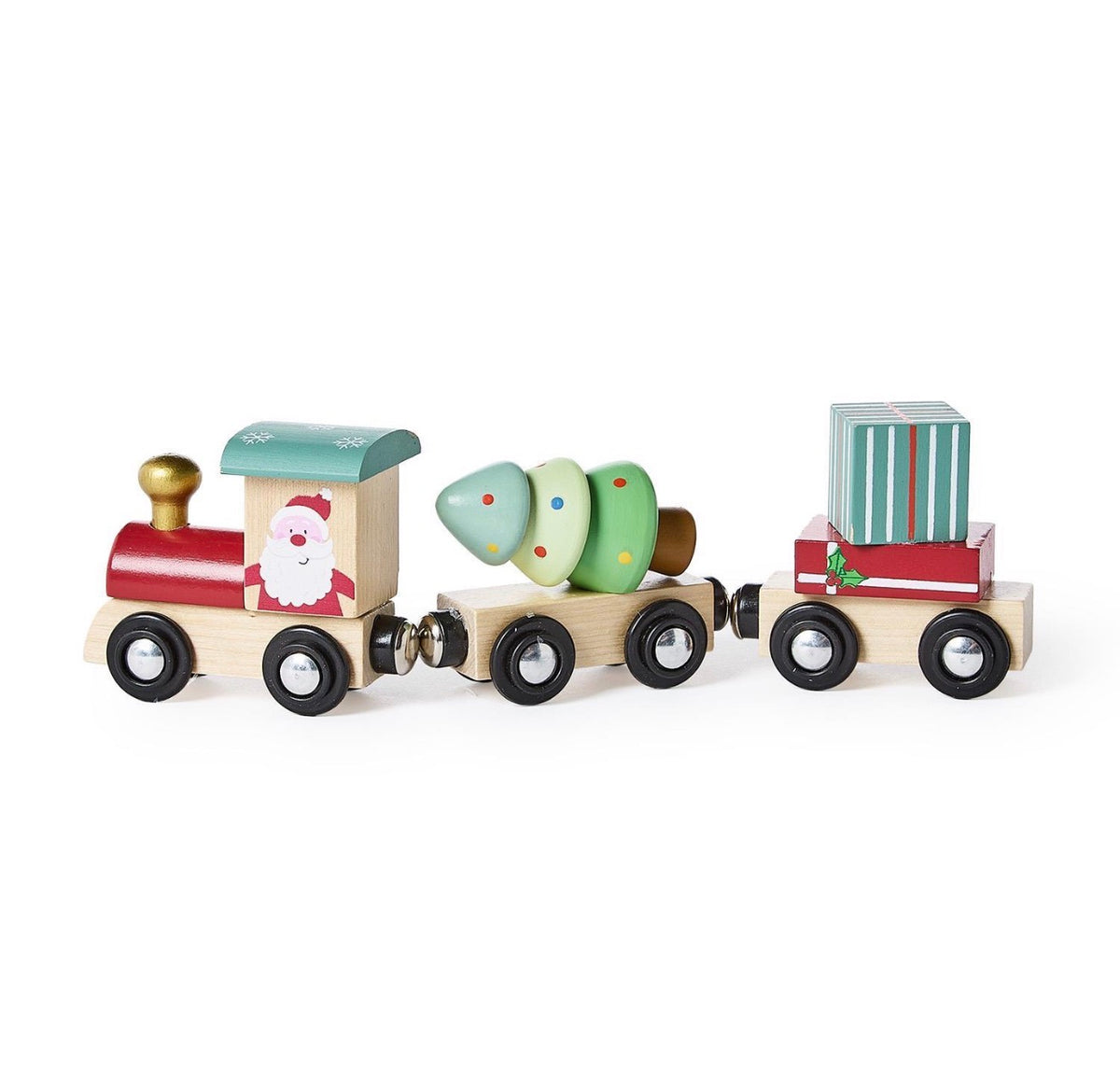 Santa 3pc Wooden Magnetic Train Set