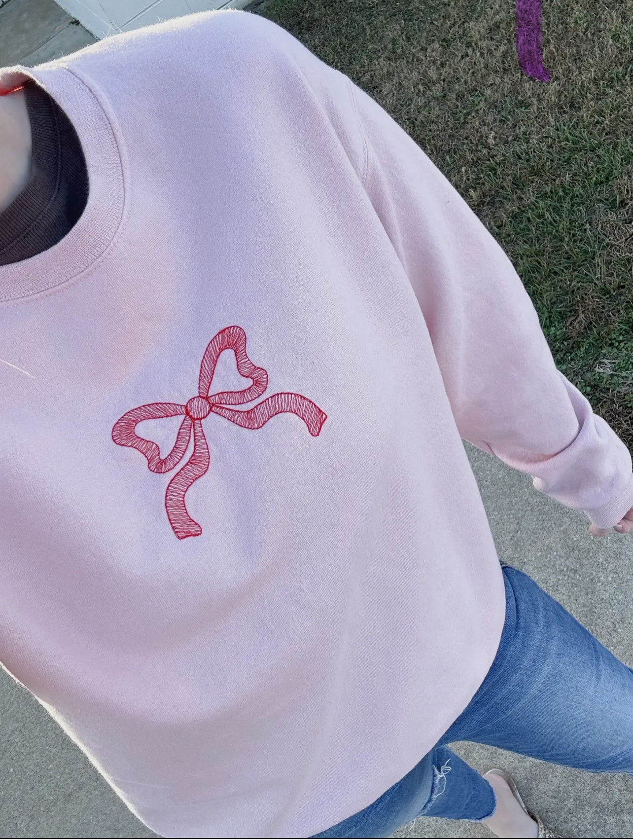 Pink Coquette Bow Crewneck