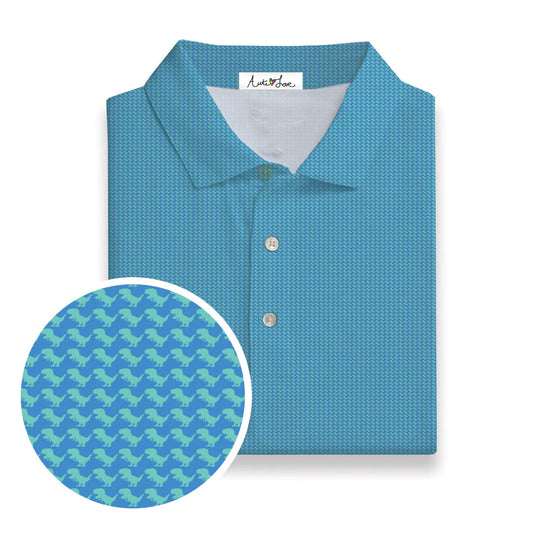 Sealime Blue T-Rex Performance Polo(Toddler)