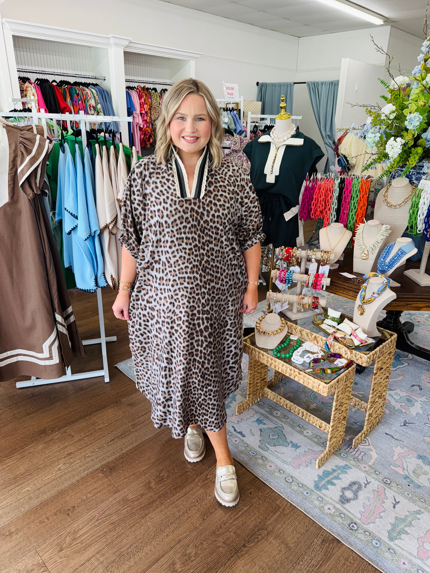 Grey Spotted Leopard Midi-Curvy