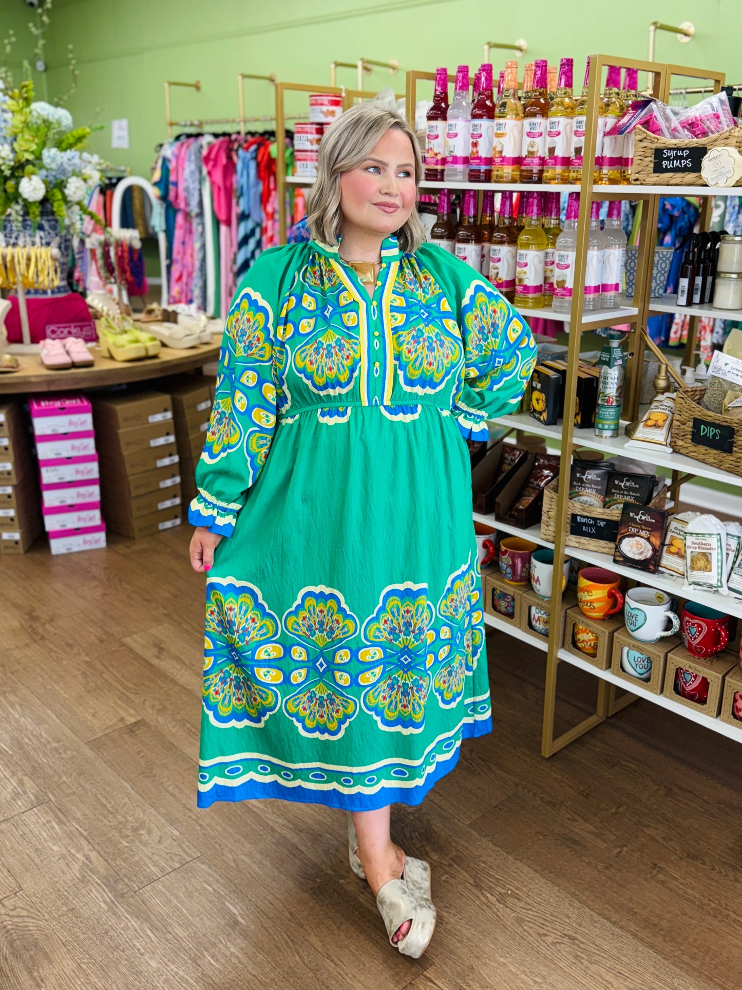 Border Print Midi Dress