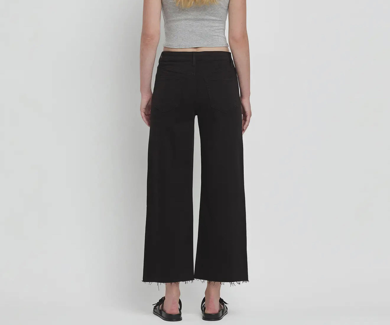 Vervet Black High Rise Crop Wide Leg Jeans