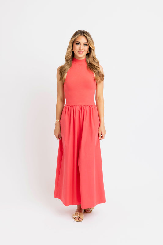 Karlie Solid Mock Maxi Dress
