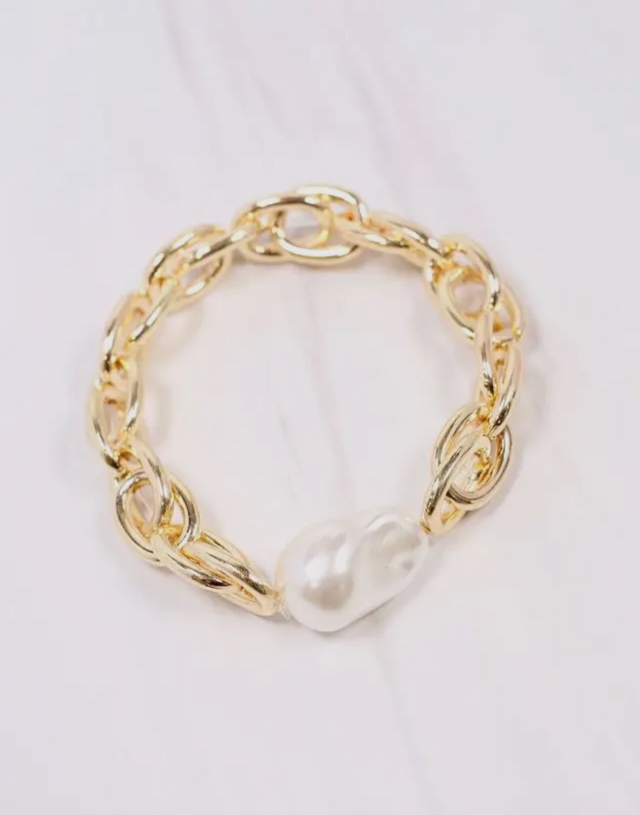 Harrie Pearl Link Bracelet- Gold