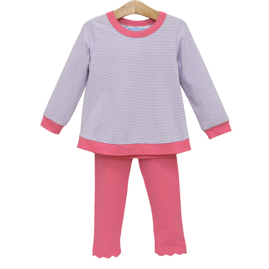 Reagan Pant Set-Lavender Stripe/Pink