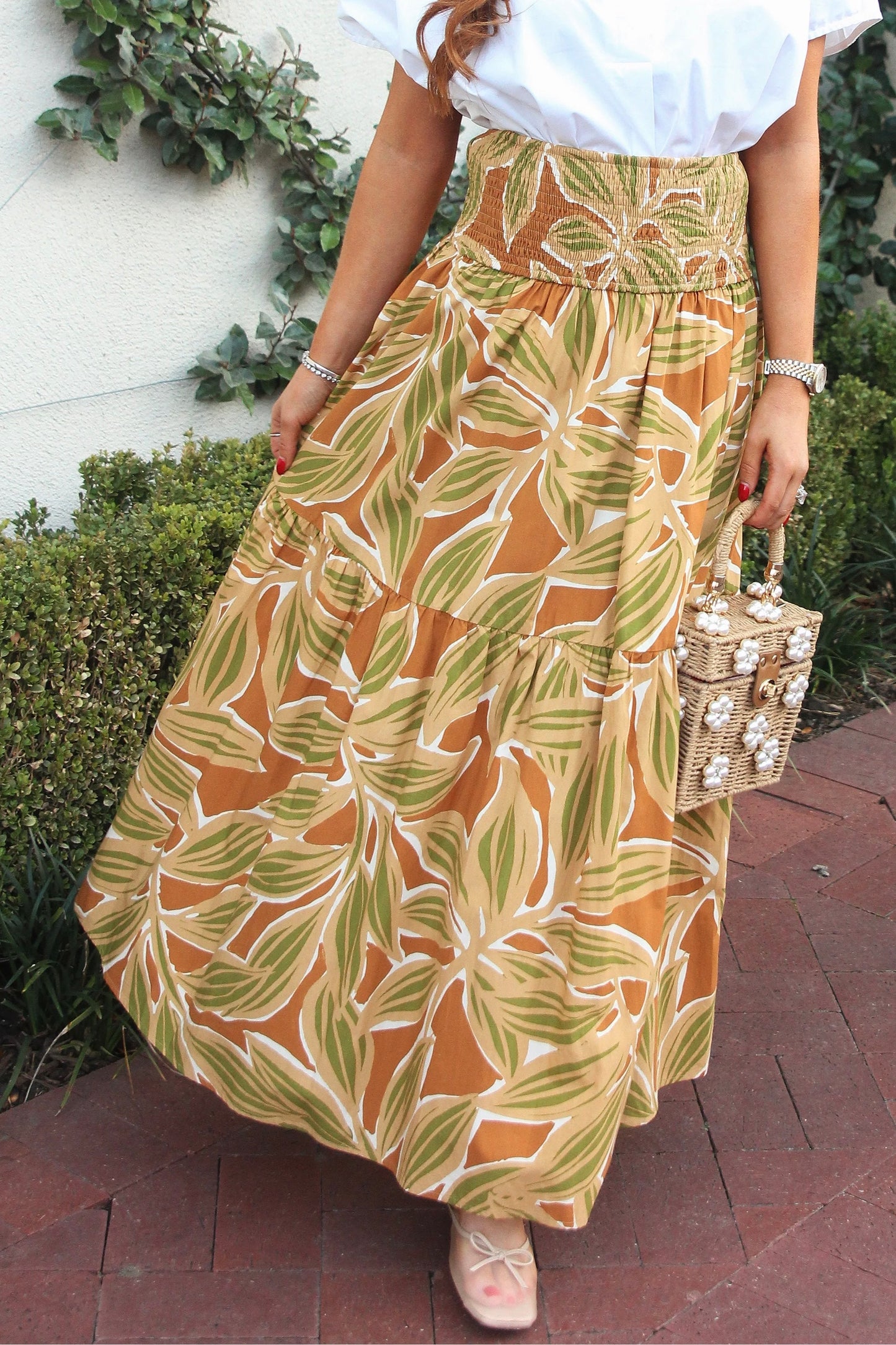 Karlie Desert Palm Smock Tier Skirt