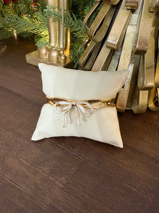 Gold White Bow Cuff