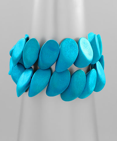 Wooden Beaded Bracelets-Blue