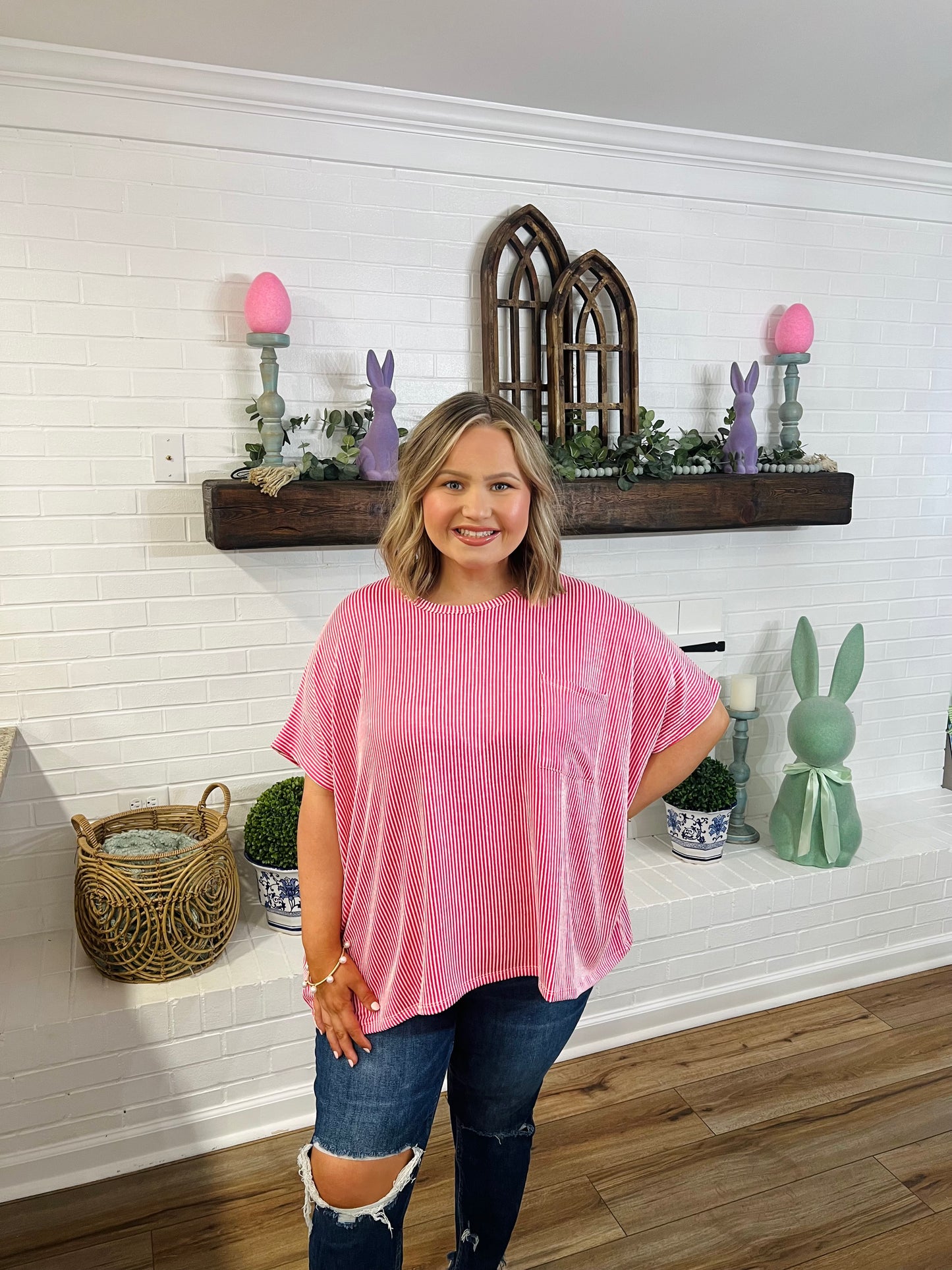 The Baylee Ribbed Curvy- Pink