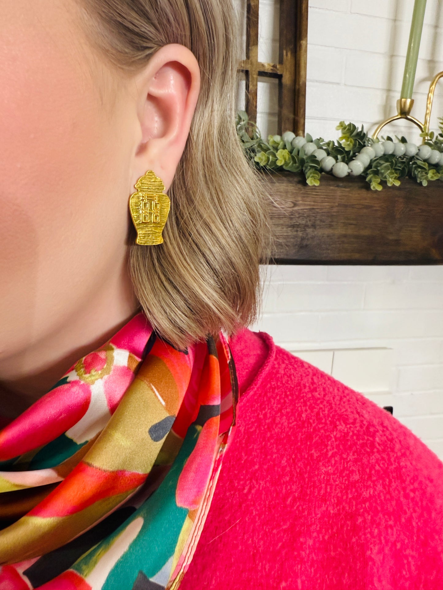 Gold Ginger Jar Studs