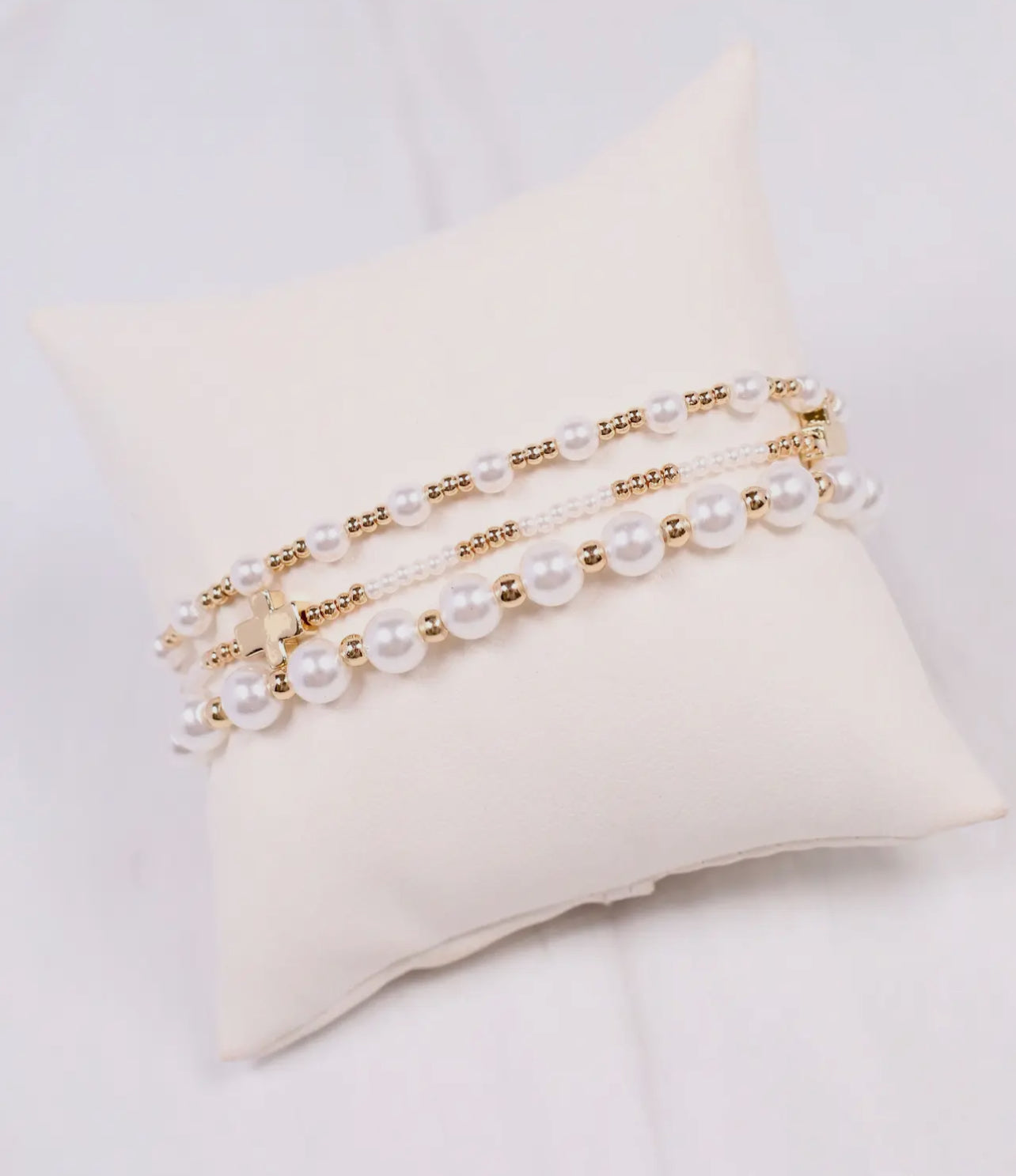 Thalia Pearl Bracelet Set- Cream