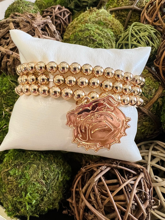 UGA Gold Bulldog Bracelet Set