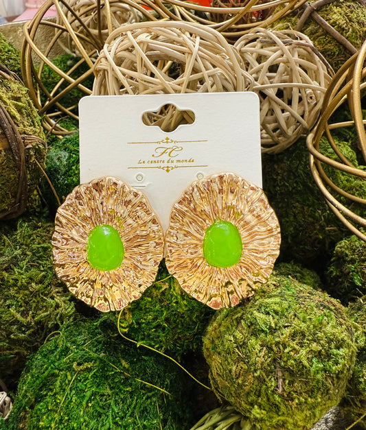 All About It Earrings-Green/Gold