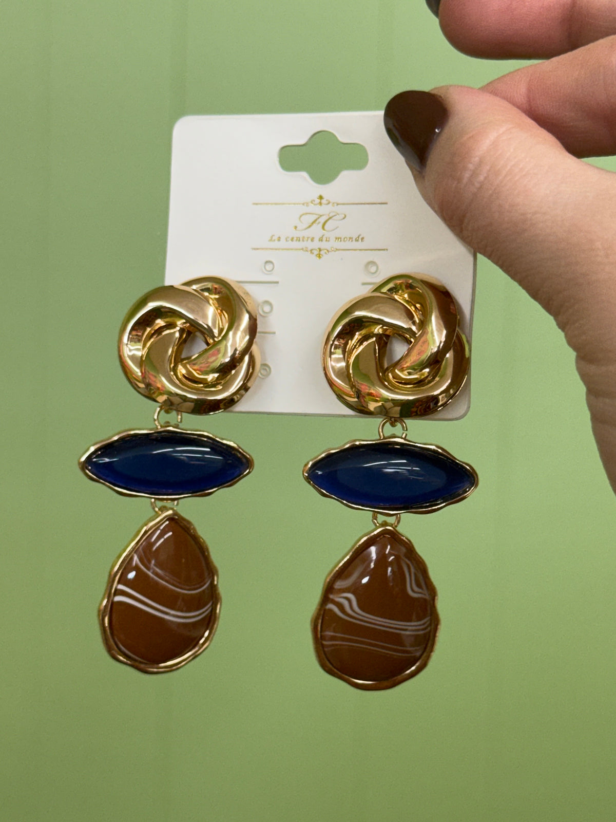 Wren Earrings-Blue/Brown