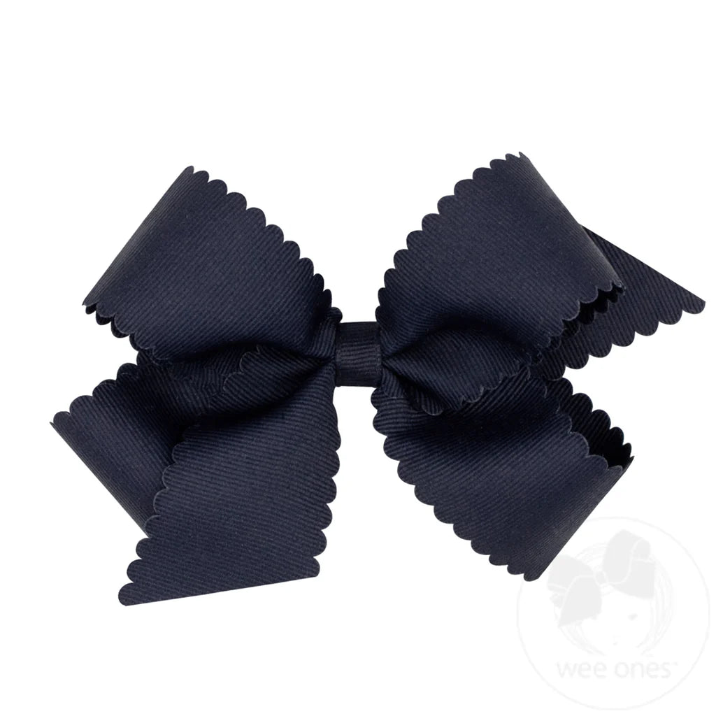 Wee Ones Medium Grosgrain Hair Bow with Scalloped Edge