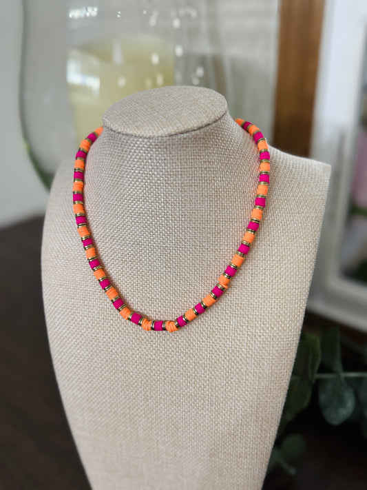 Go Girl Necklace-Pink/Orange