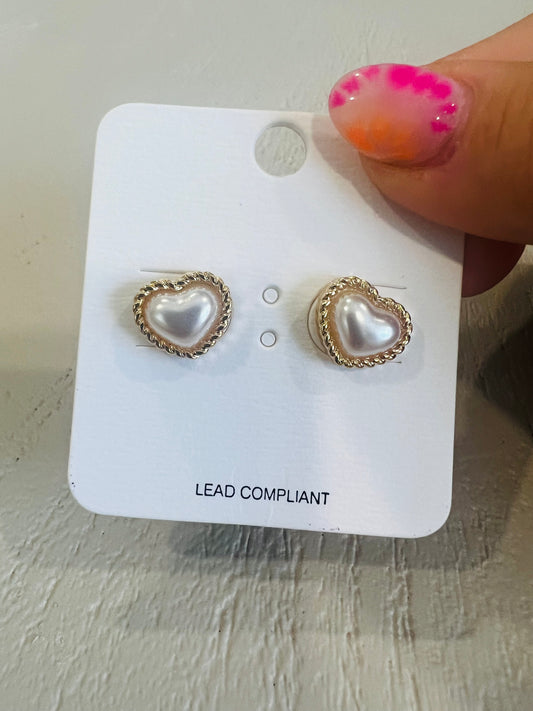 Pearl Heart Studs