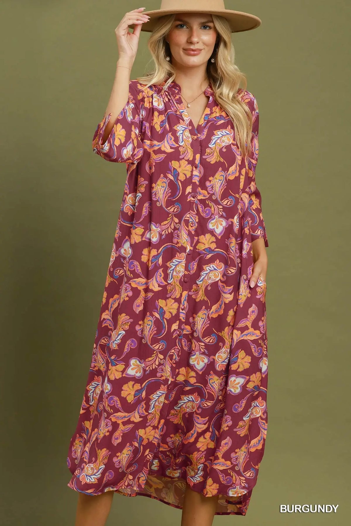 The Elicia Button Down Midi Dress