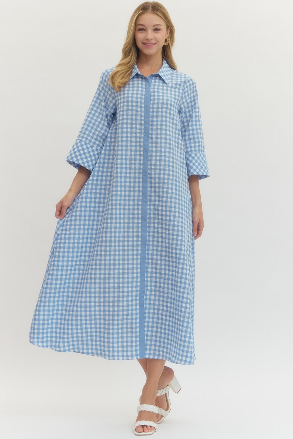 The Gingham Maxi Dress-Blue