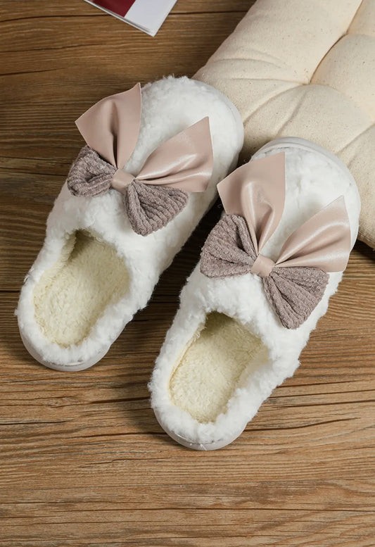 White Bow Slippers