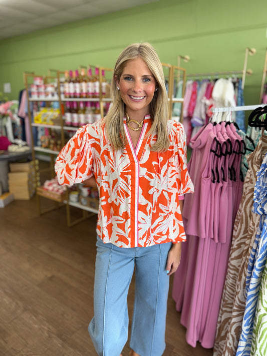 Tangerine Florals Top