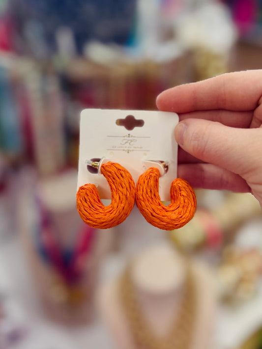 Raffia Hoops-Orange